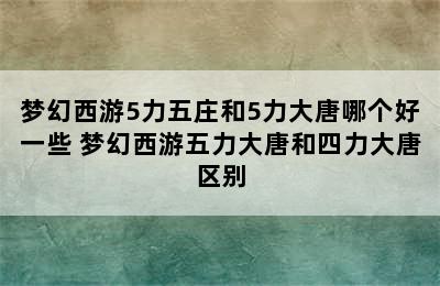 梦幻西游5力五庄和5力大唐哪个好一些 梦幻西游五力大唐和四力大唐区别